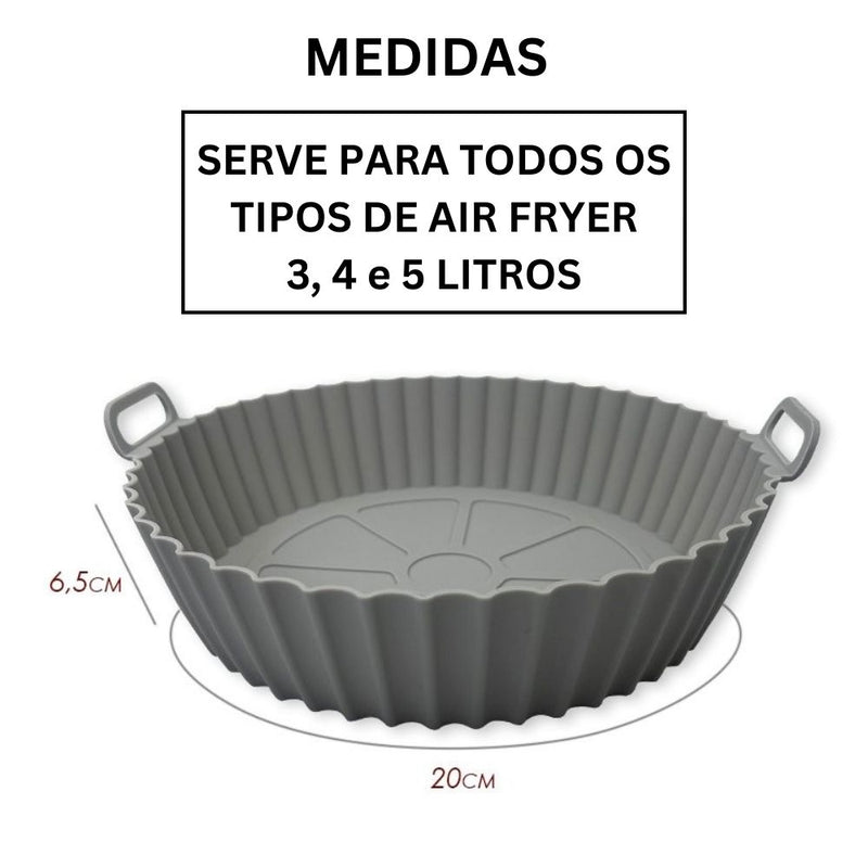 Kit 3 Formas para Air Fryer Silicone Reutilizável.