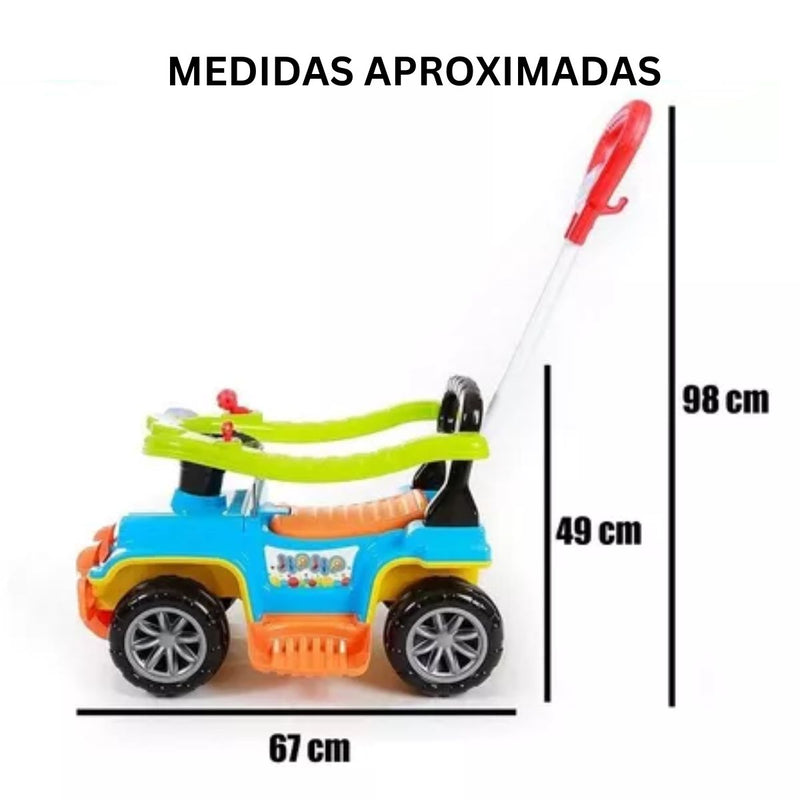 Carrinho de Passeio Jip Jip Infantil Empurrador Colorido Meninos.