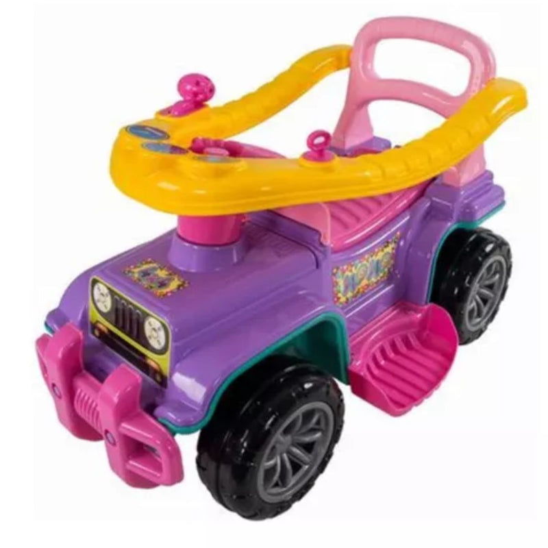 Carrinho de Passeio Infantil Jip Jip com Empurrador. Roxo e Rosa Menina.