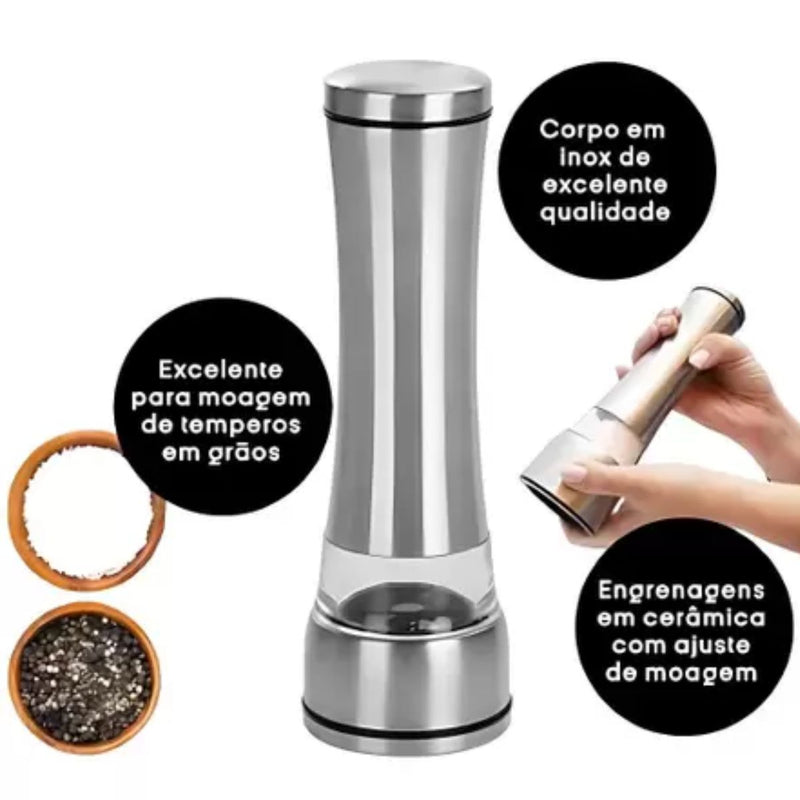 Moedor De Sal E Pimenta Aço Inox Gourmet