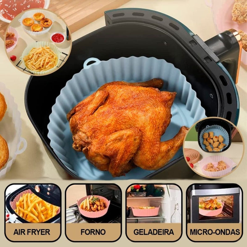 Forma de Silicone para Air Fryer com Alça Reutilizável- Frete Grátis.